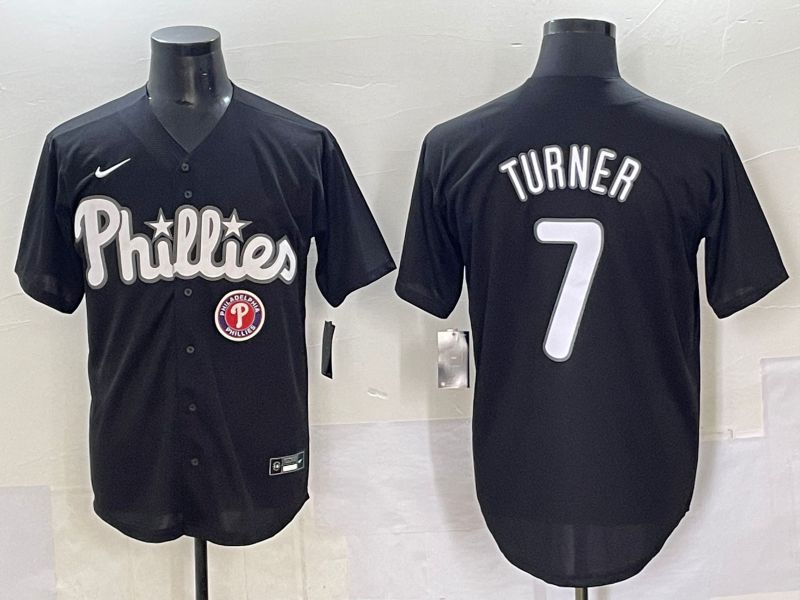Men 2025 Philadelphia Phillies #7 Turner Black Fashion Nike MLB Jersey style 7098